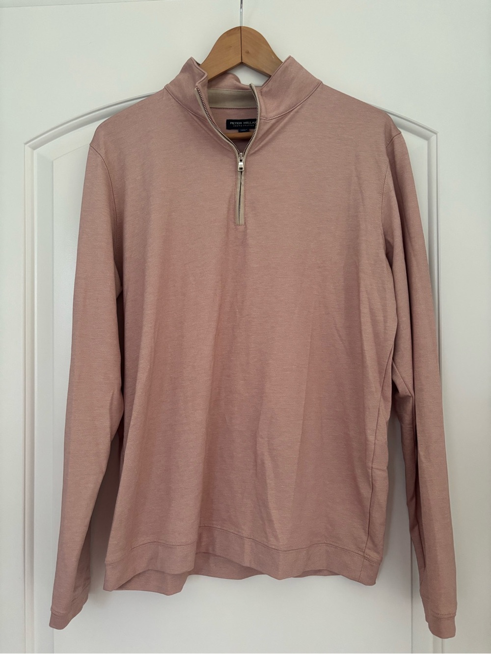 Peter Millar Crown Crafted mens Quarter-Zip Pullover - Size M light pink